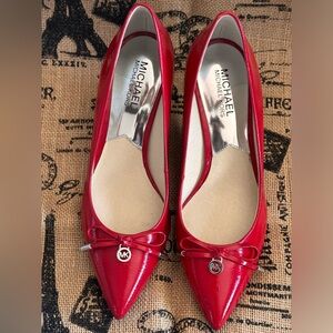 Michael Kors Red Patent Leather Pumps Low Heel